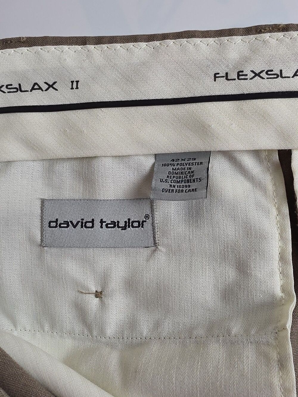 David Taylor Flexslax II Pants Men 42x29 Lt Brown Performance Stretch Polyester - Picture 7 of 12